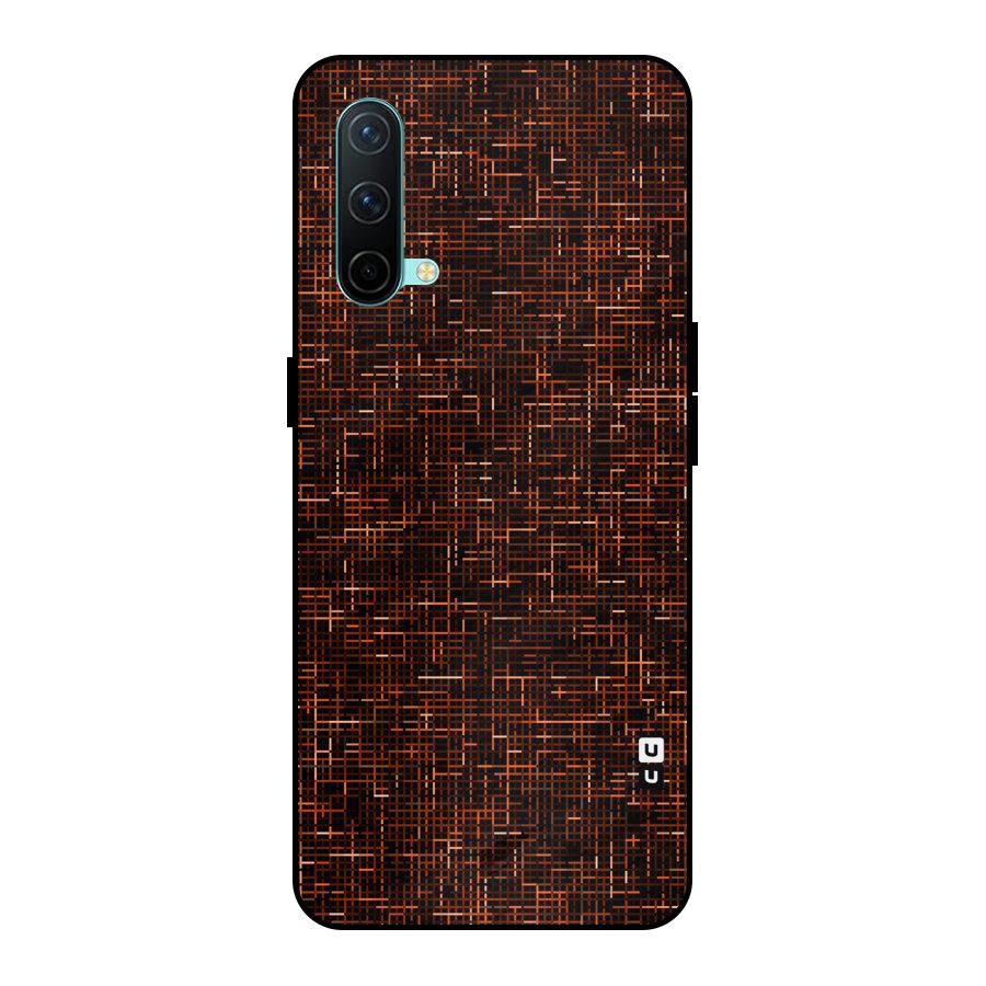 Criss Cross Brownred Pattern Metal Back Case for OnePlus Nord CE 5G