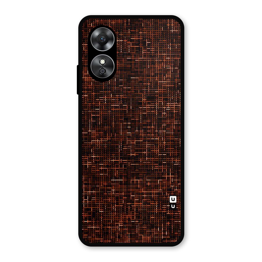 Criss Cross Brownred Pattern Metal Back Case for Oppo A17
