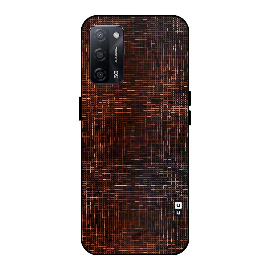 Criss Cross Brownred Pattern Metal Back Case for Oppo A53s 5G