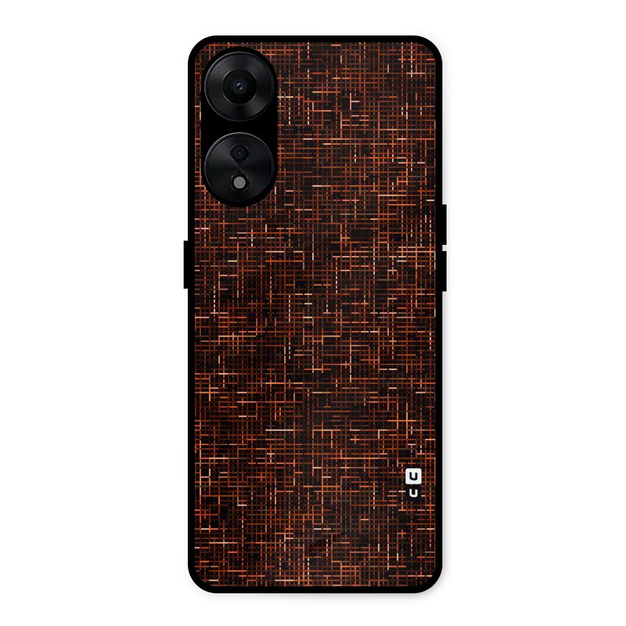 Criss Cross Brownred Pattern Metal Back Case for Oppo A78 5G