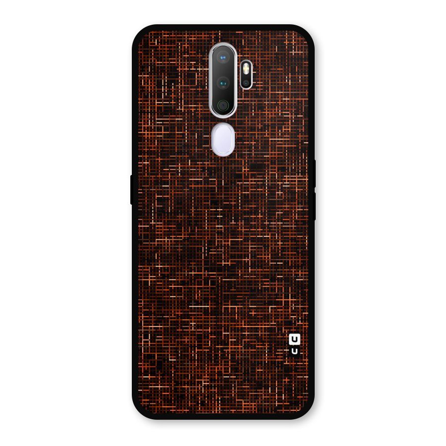Criss Cross Brownred Pattern Metal Back Case for Oppo A9 (2020)