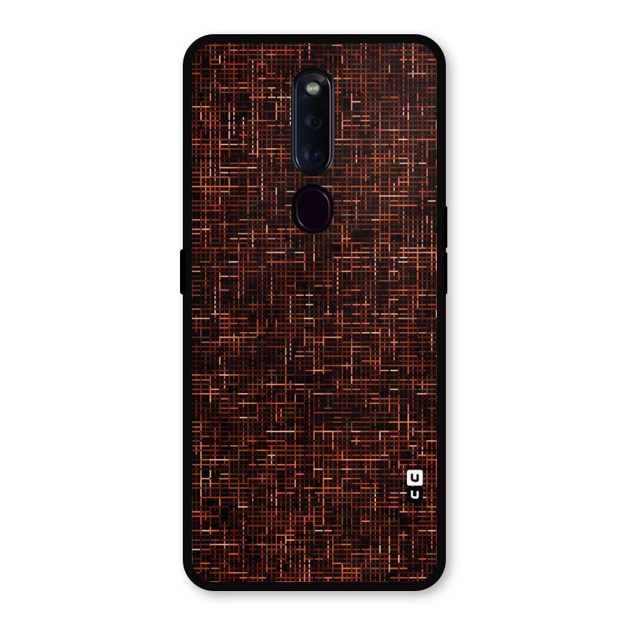 Criss Cross Brownred Pattern Metal Back Case for Oppo F11 Pro