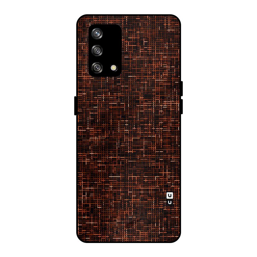 Criss Cross Brownred Pattern Metal Back Case for Oppo F19