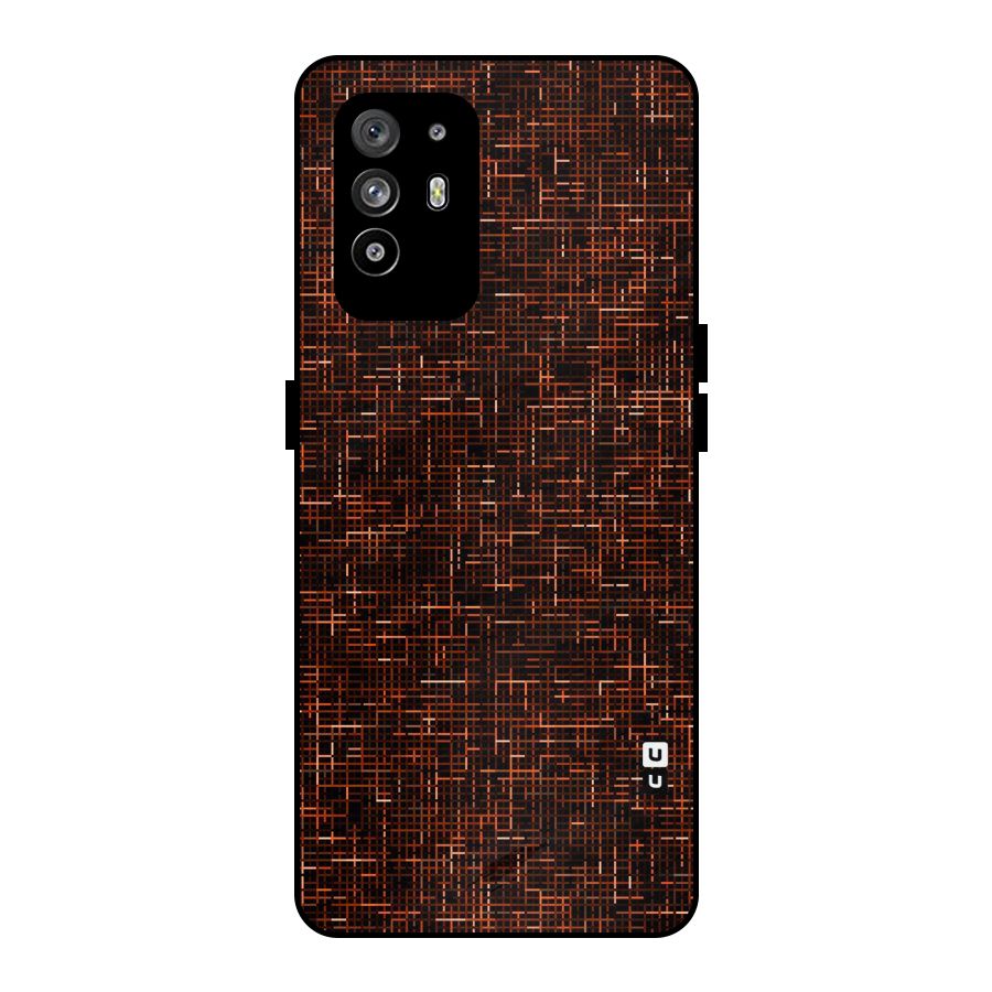 Criss Cross Brownred Pattern Metal Back Case for Oppo F19 Pro Plus 5G