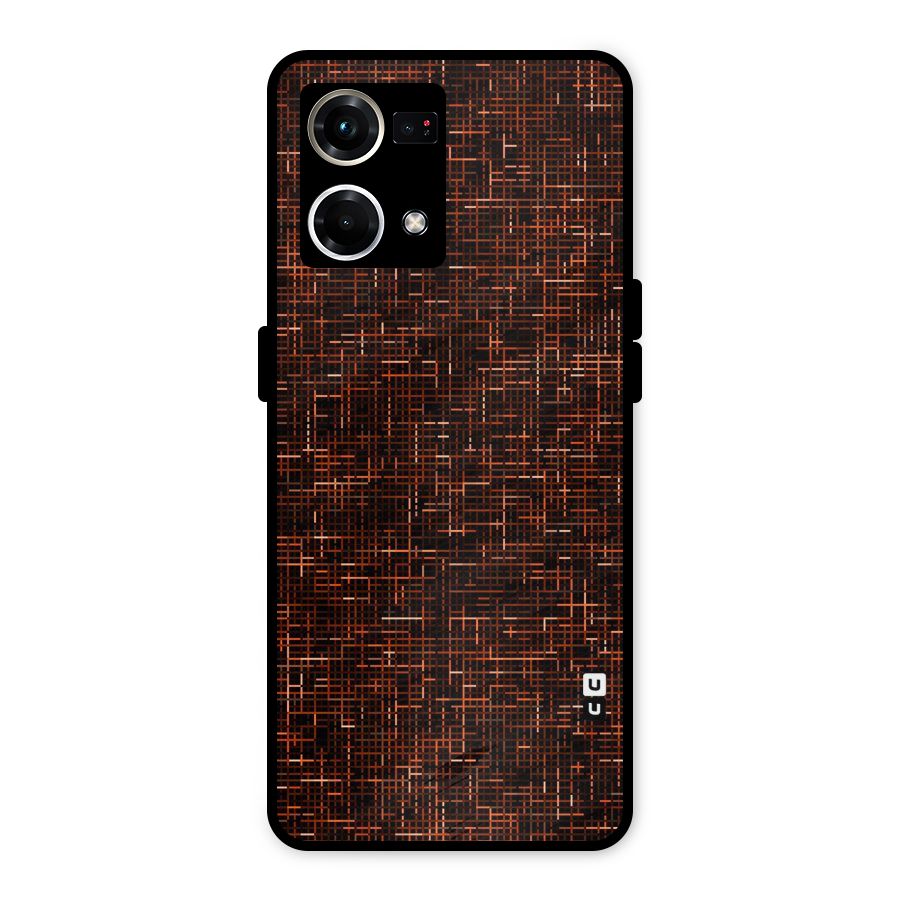 Criss Cross Brownred Pattern Metal Back Case for Oppo F21 Pro 4G
