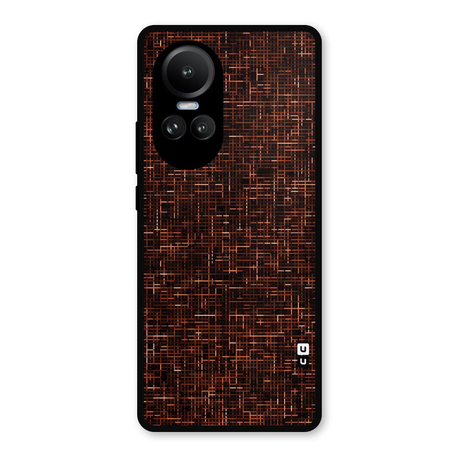 Criss Cross Brownred Pattern Metal Back Case for Oppo Reno10 Pro