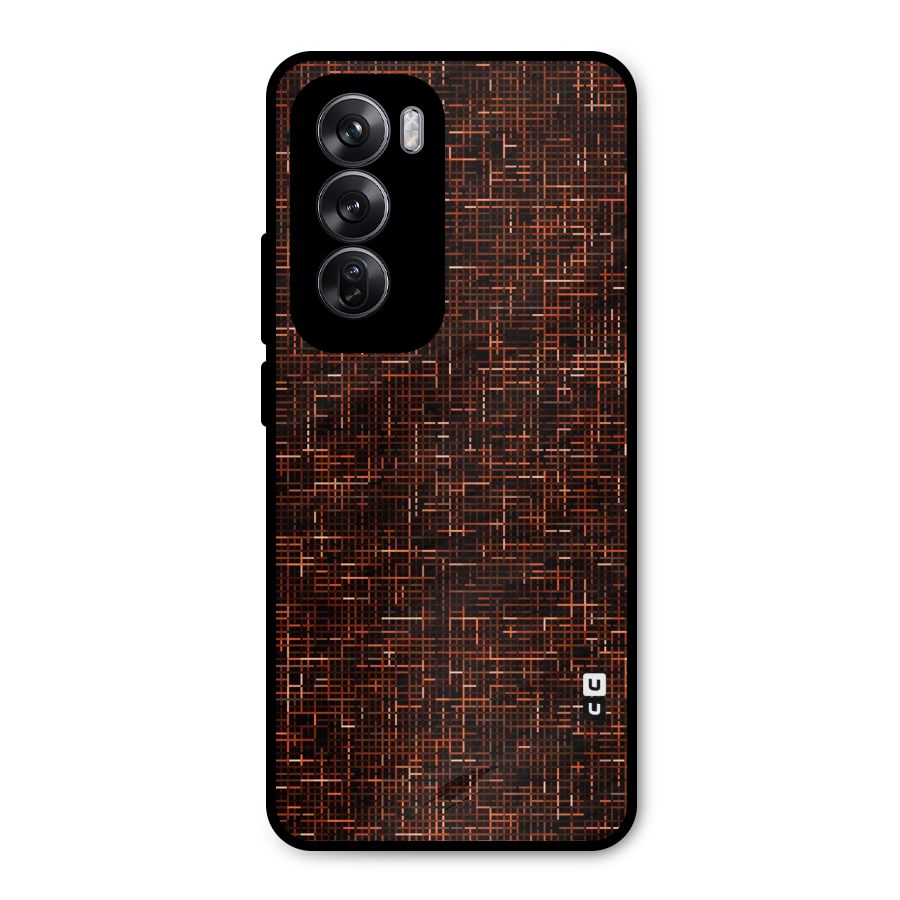 Criss Cross Brownred Pattern Metal Back Case for Oppo Reno12 Pro