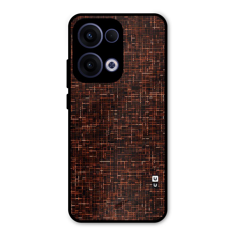 Criss Cross Brownred Pattern Metal Back Case for Oppo Reno13