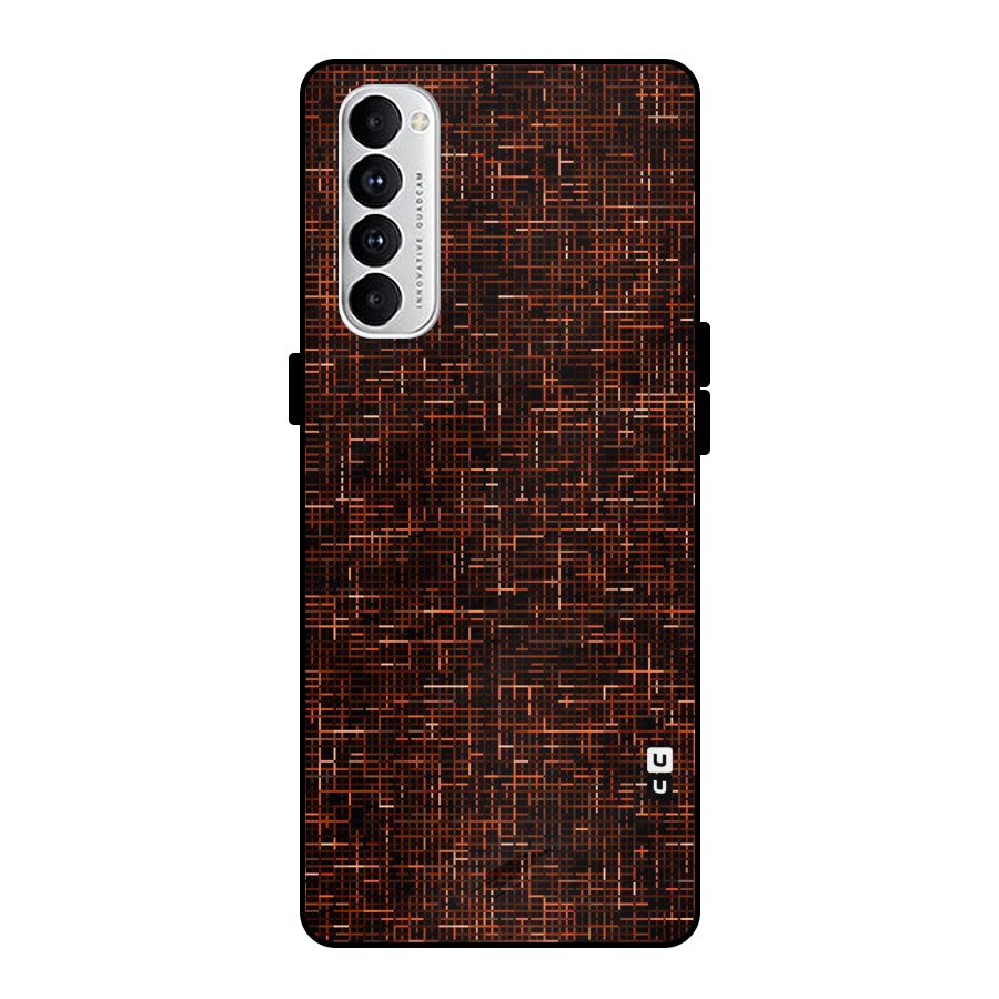 Criss Cross Brownred Pattern Metal Back Case for Oppo Reno4 Pro