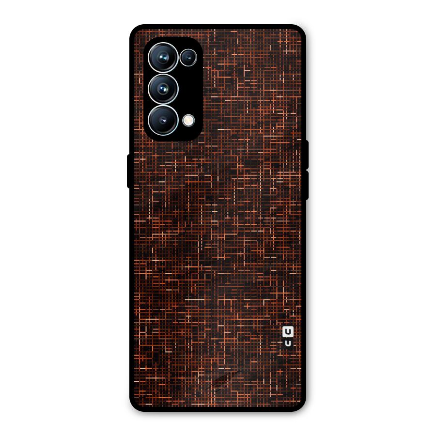 Criss Cross Brownred Pattern Metal Back Case for Oppo Reno5 Pro 5G