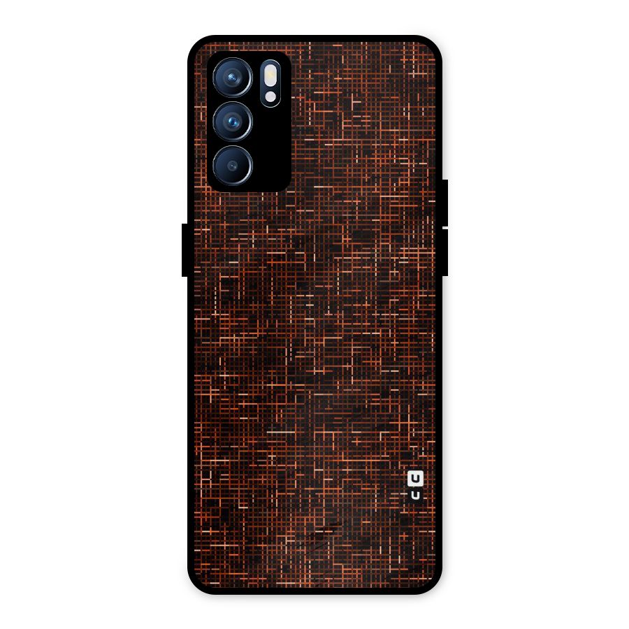 Criss Cross Brownred Pattern Metal Back Case for Oppo Reno6 5G