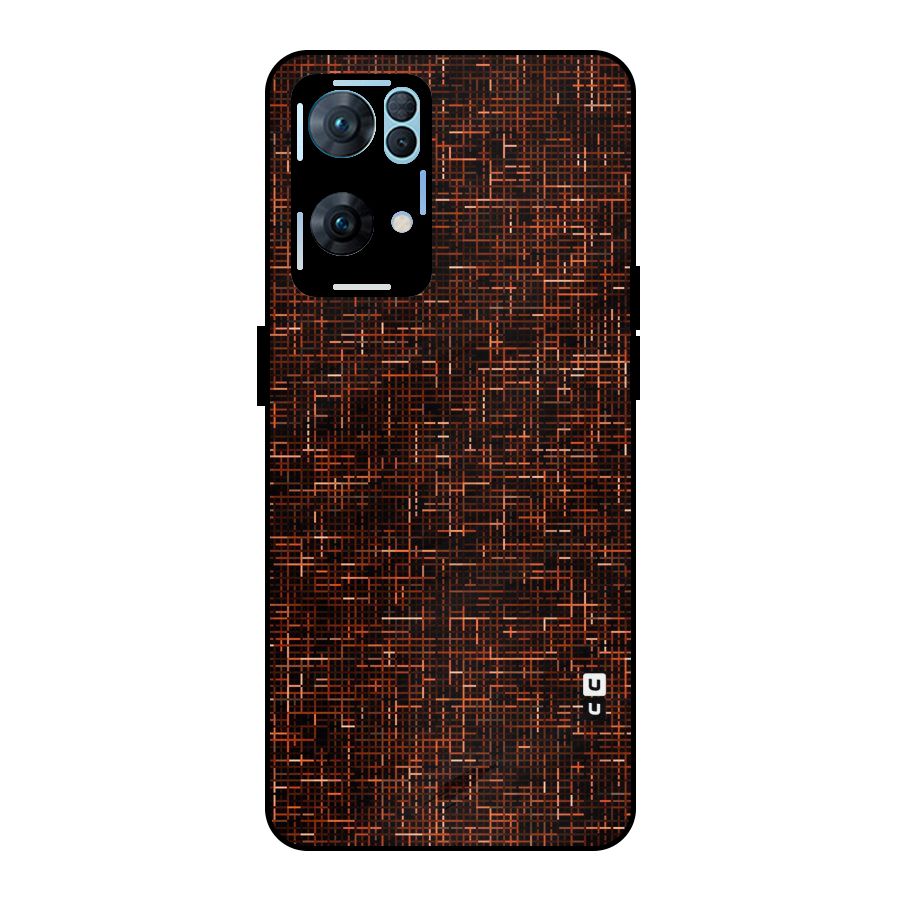 Criss Cross Brownred Pattern Metal Back Case for Oppo Reno7 Pro 5G
