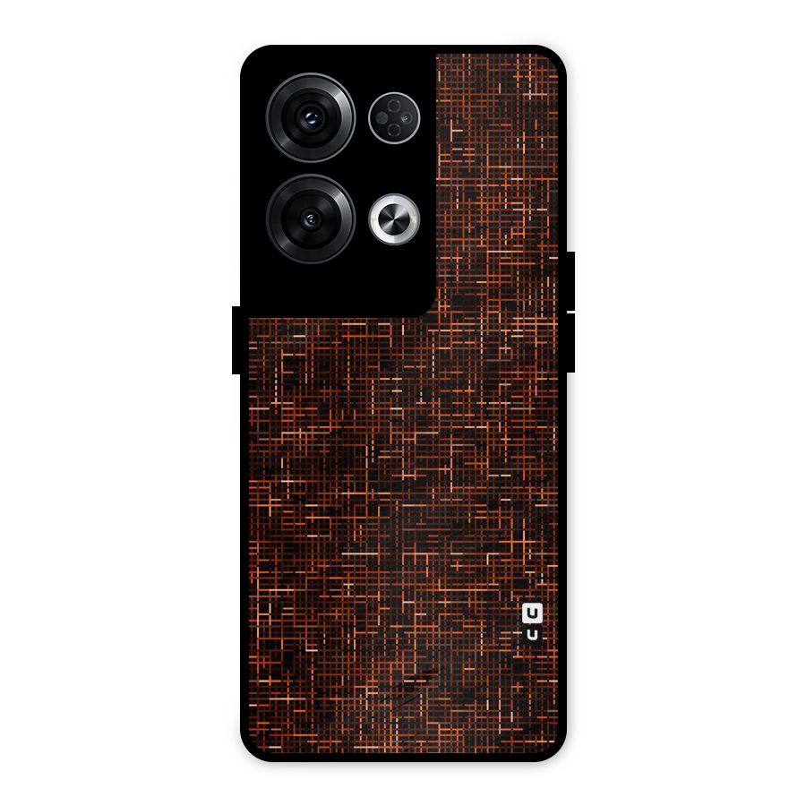 Criss Cross Brownred Pattern Metal Back Case for Oppo Reno8 Pro 5G