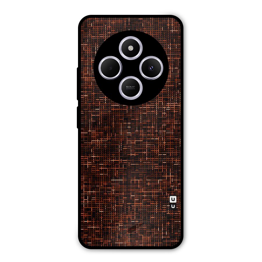 Criss Cross Brownred Pattern Metal Back Case for Poco C75 5G