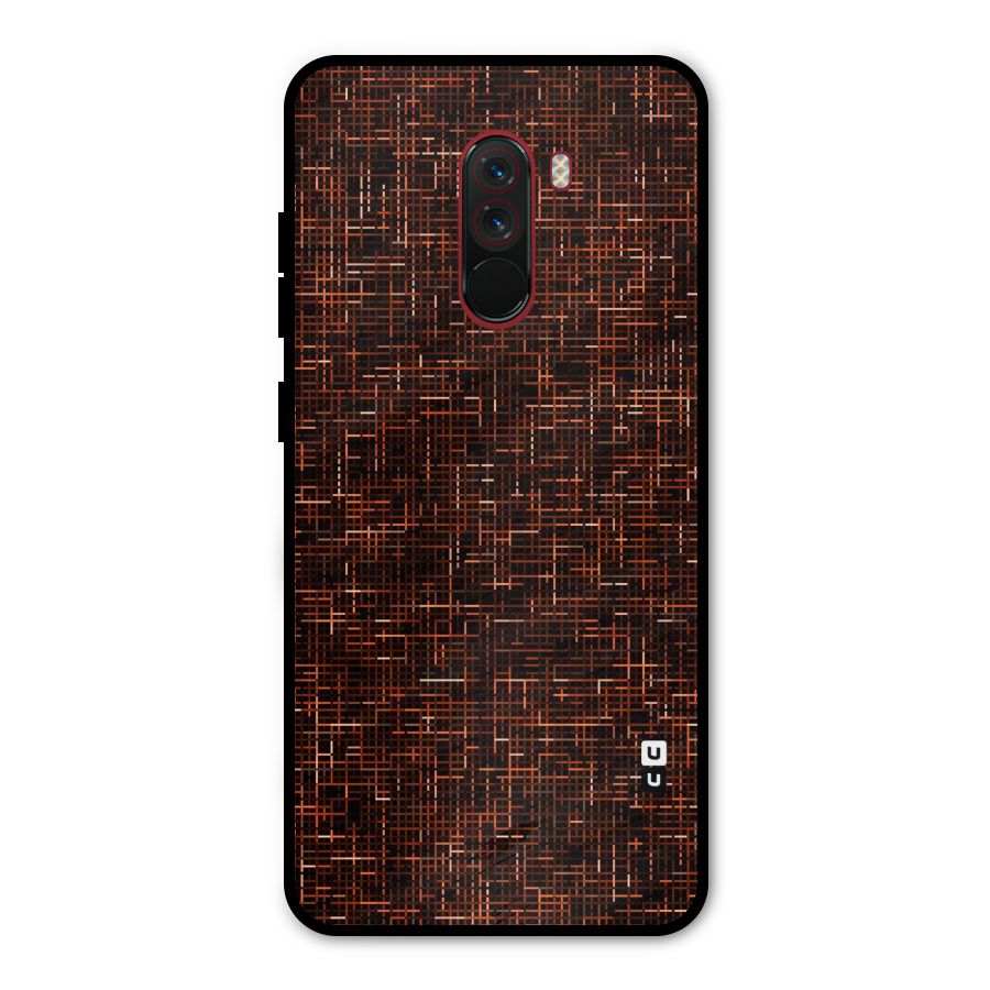 Criss Cross Brownred Pattern Metal Back Case for Poco F1