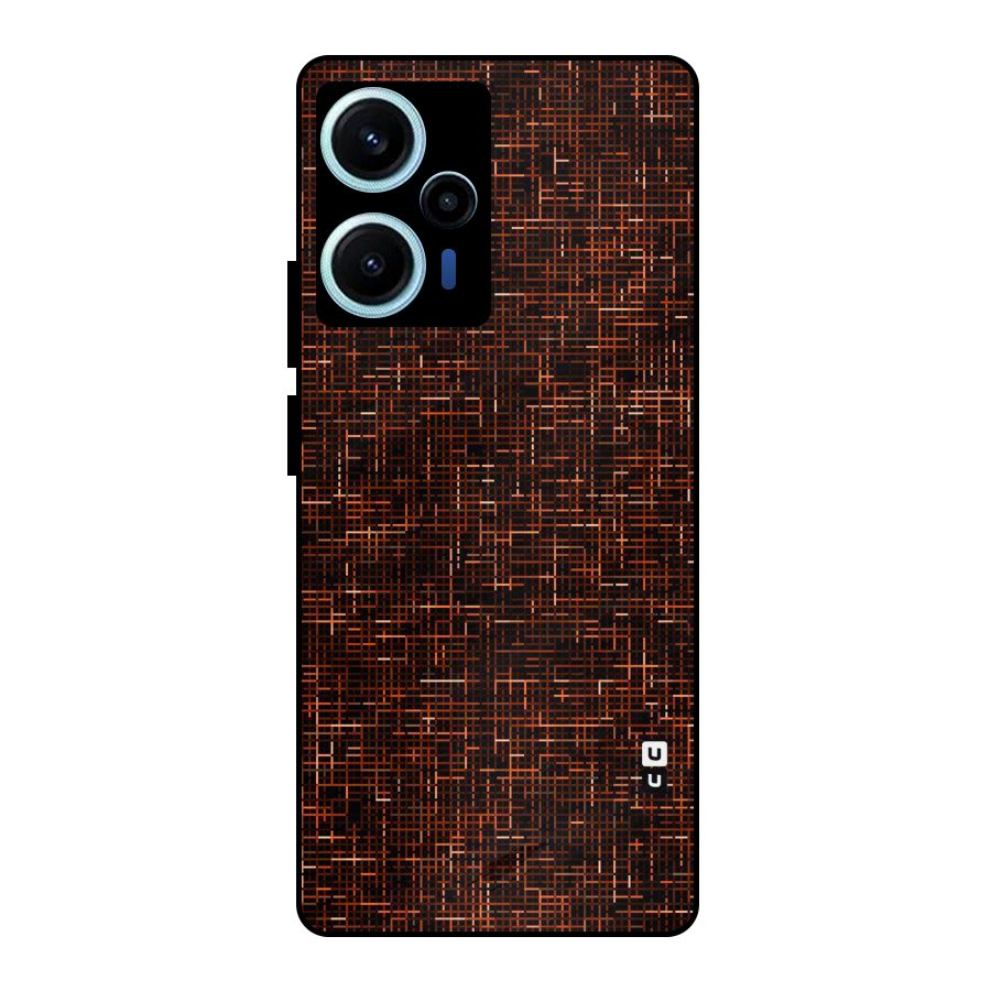 Criss Cross Brownred Pattern Metal Back Case for Poco F5