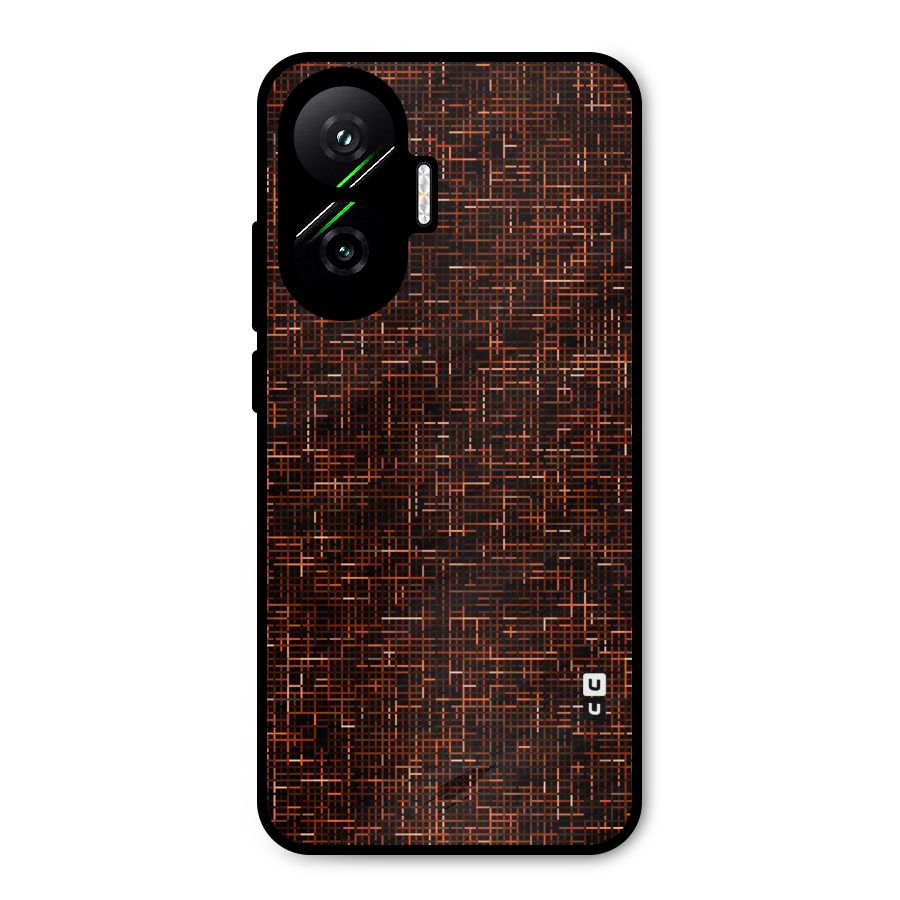 Criss Cross Brownred Pattern Metal Back Case for Poco F7