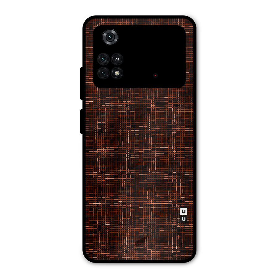 Criss Cross Brownred Pattern Metal Back Case for Poco M4 Pro 4G