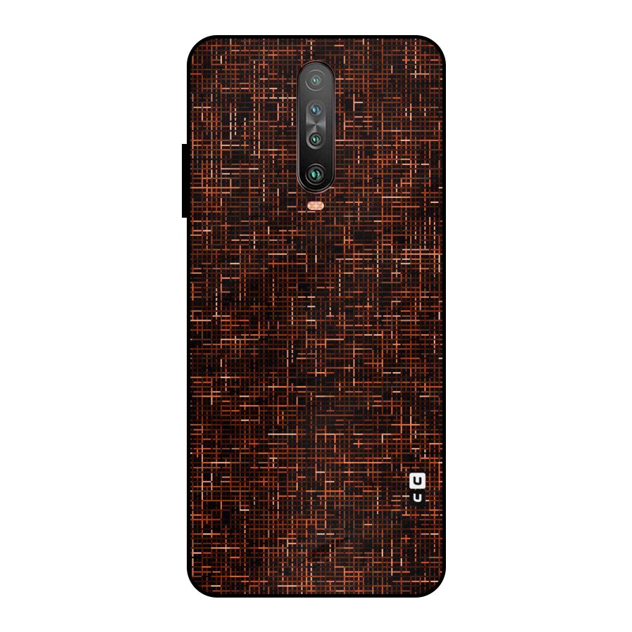 Criss Cross Brownred Pattern Metal Back Case for Poco X2