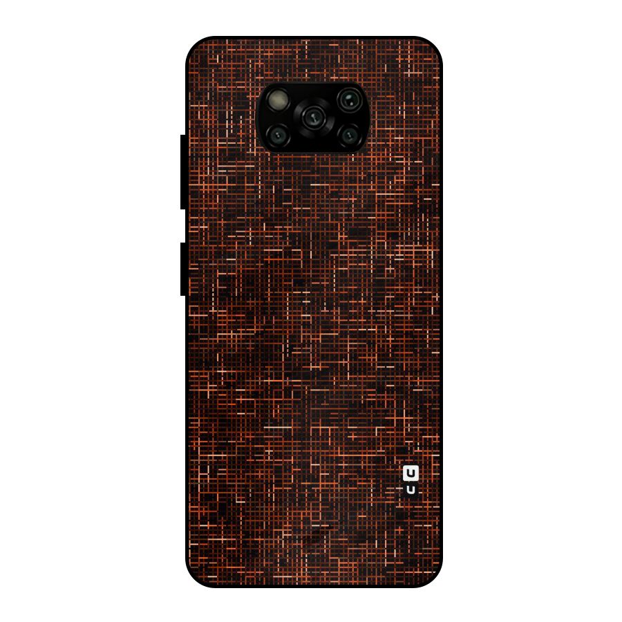 Criss Cross Brownred Pattern Metal Back Case for Poco X3