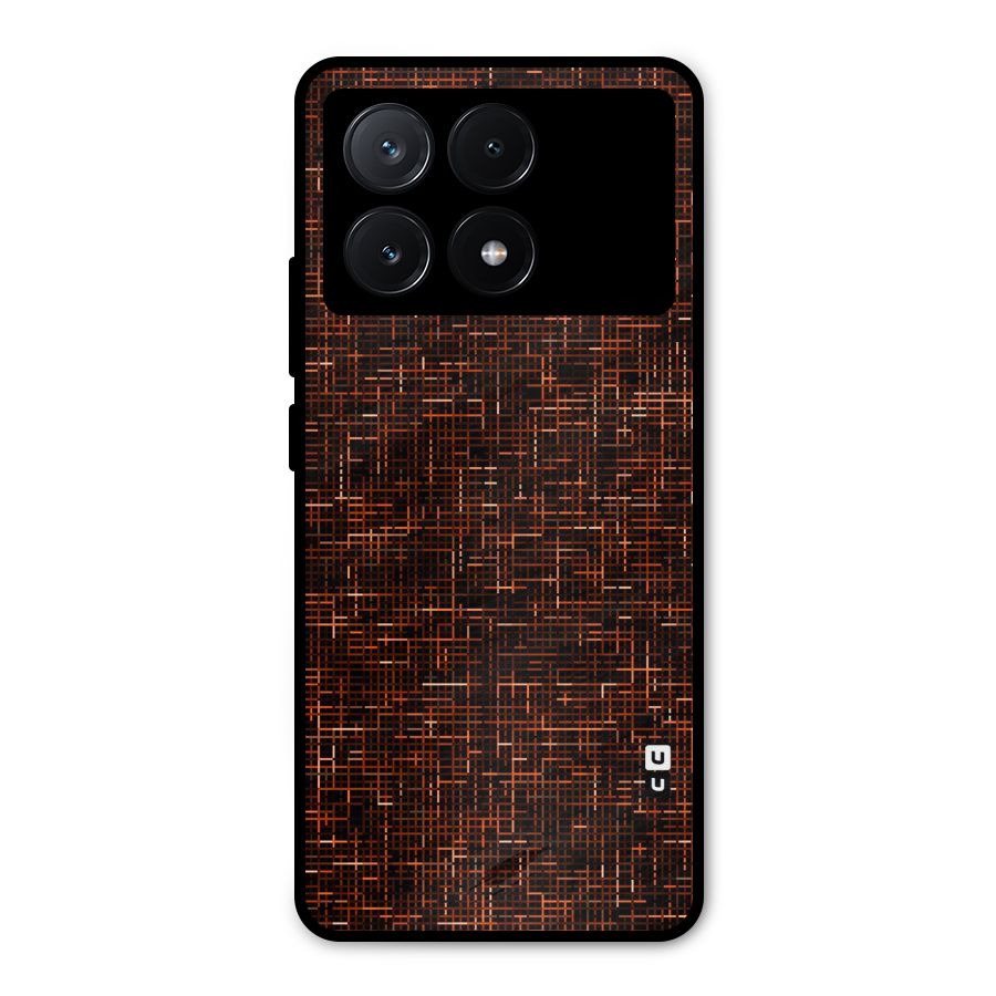 Criss Cross Brownred Pattern Metal Back Case for Poco X6 Pro