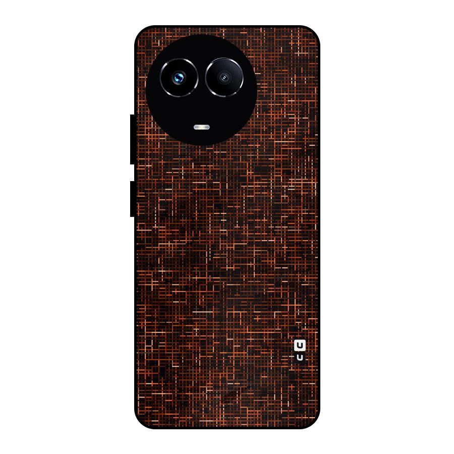 Criss Cross Brownred Pattern Metal Back Case for Realme 11X