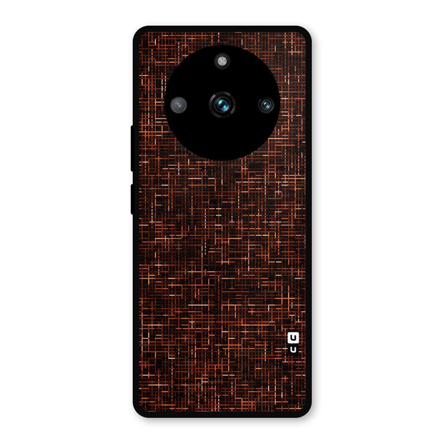 Criss Cross Brownred Pattern Metal Back Case for Realme 11 Pro Plus