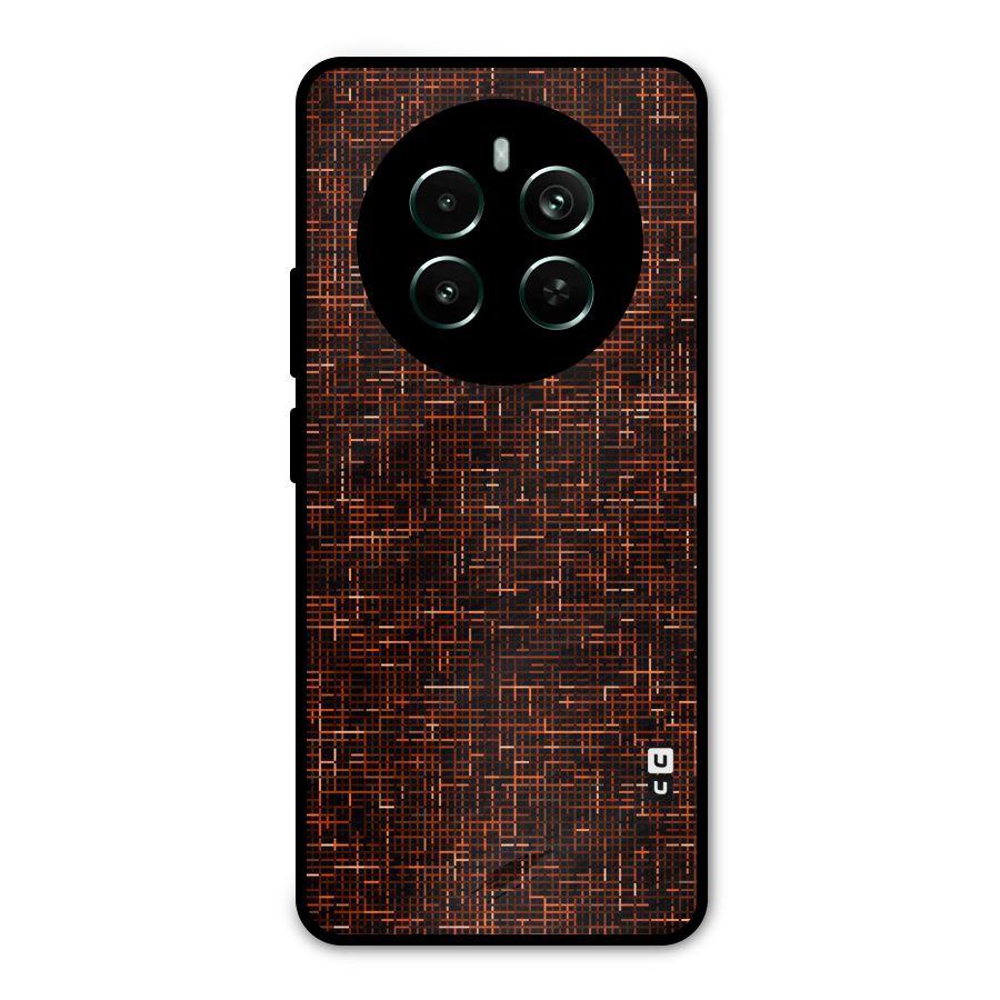 Criss Cross Brownred Pattern Metal Back Case for Realme 12 Pro Plus