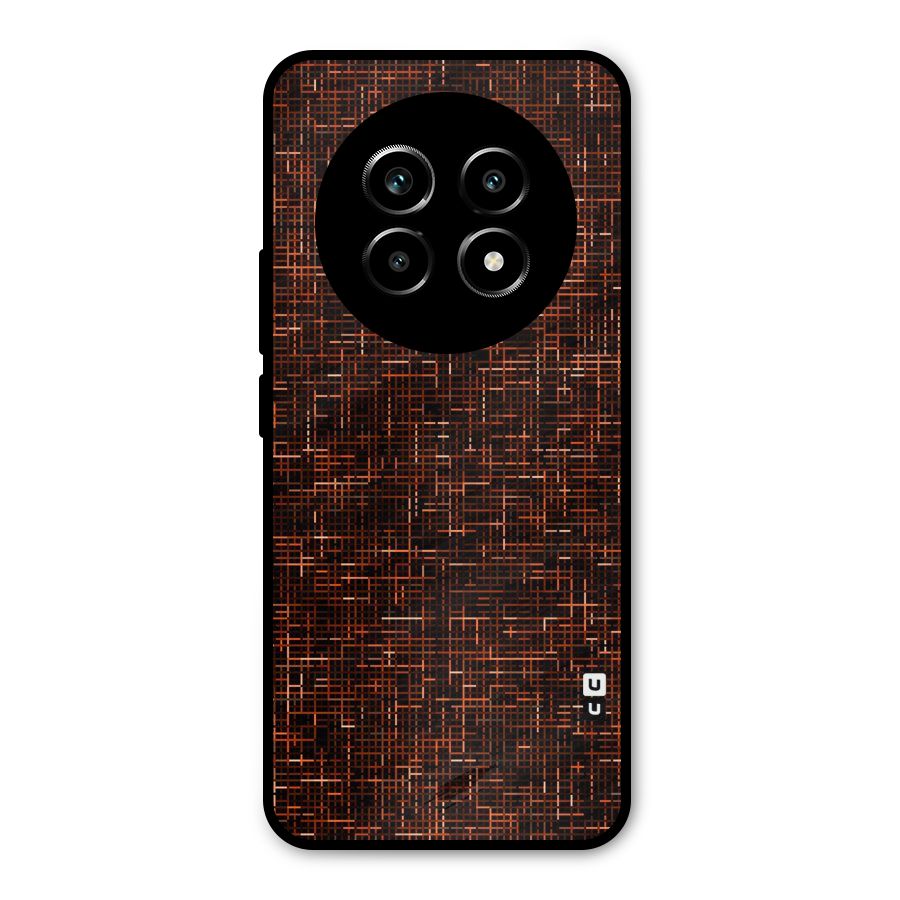 Criss Cross Brownred Pattern Metal Back Case for Realme 13 Pro