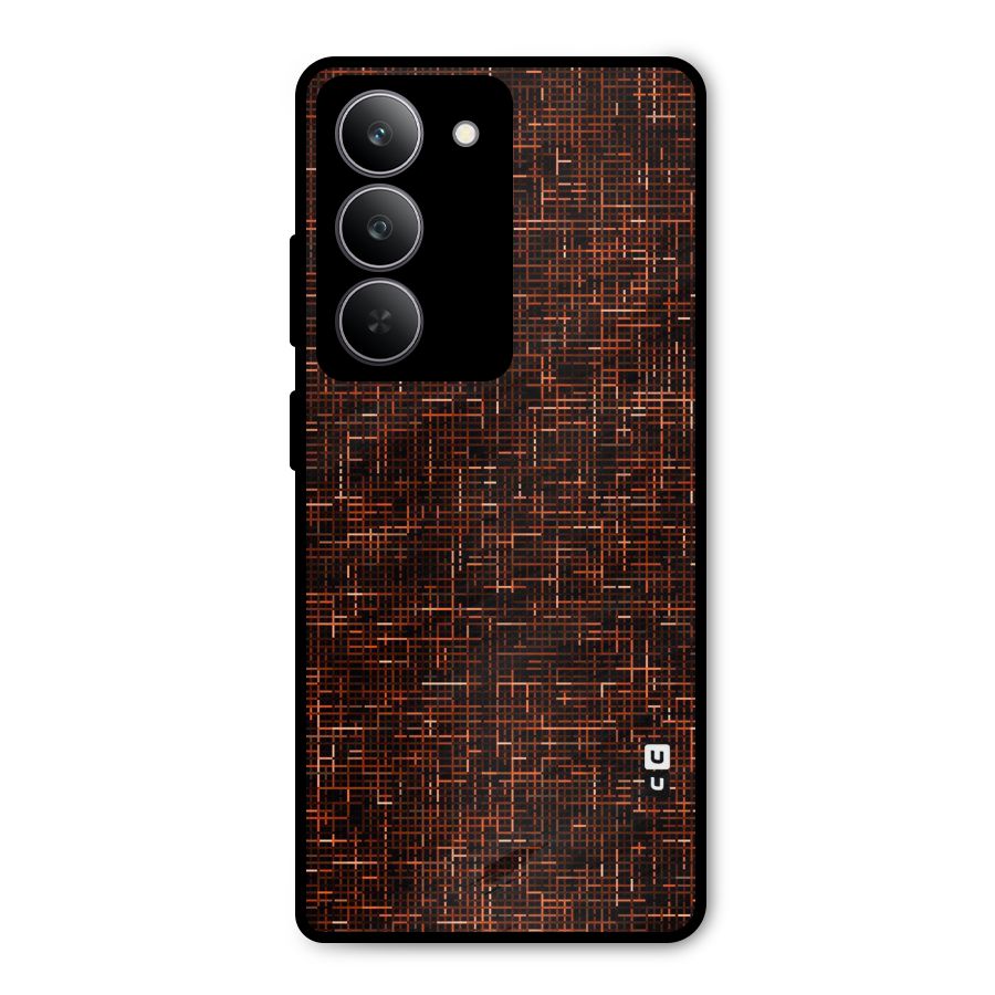 Criss Cross Brownred Pattern Metal Back Case for Realme 14x