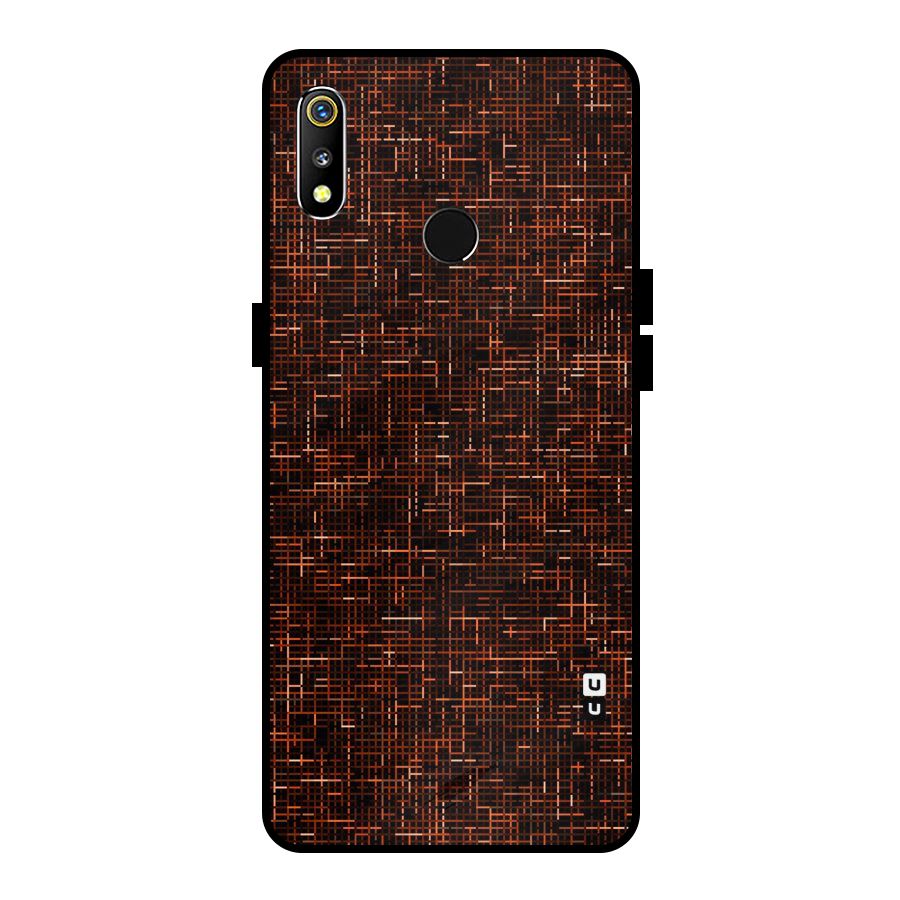 Criss Cross Brownred Pattern Metal Back Case for Realme 3