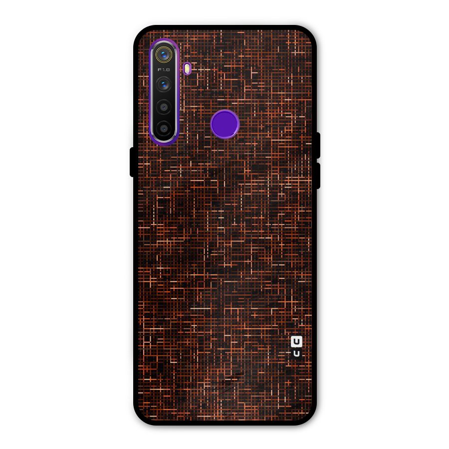 Criss Cross Brownred Pattern Metal Back Case for Realme 5
