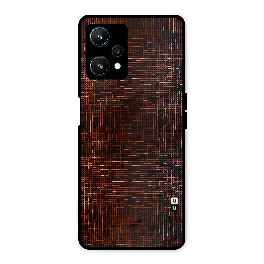 Criss Cross Brownred Pattern Metal Back Case for Realme 9 Pro 5G