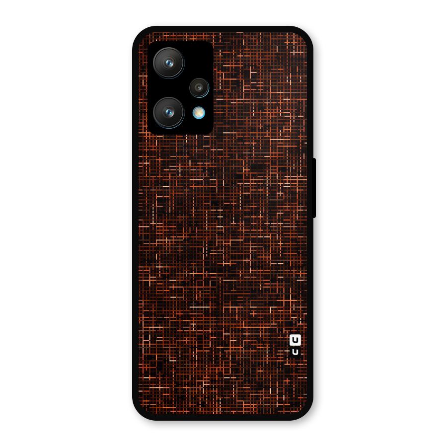 Criss Cross Brownred Pattern Metal Back Case for Realme 9 Pro Plus 5G