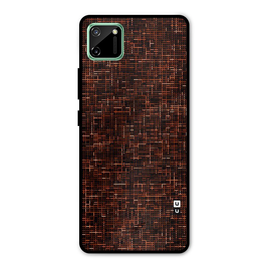 Criss Cross Brownred Pattern Metal Back Case for Realme C11