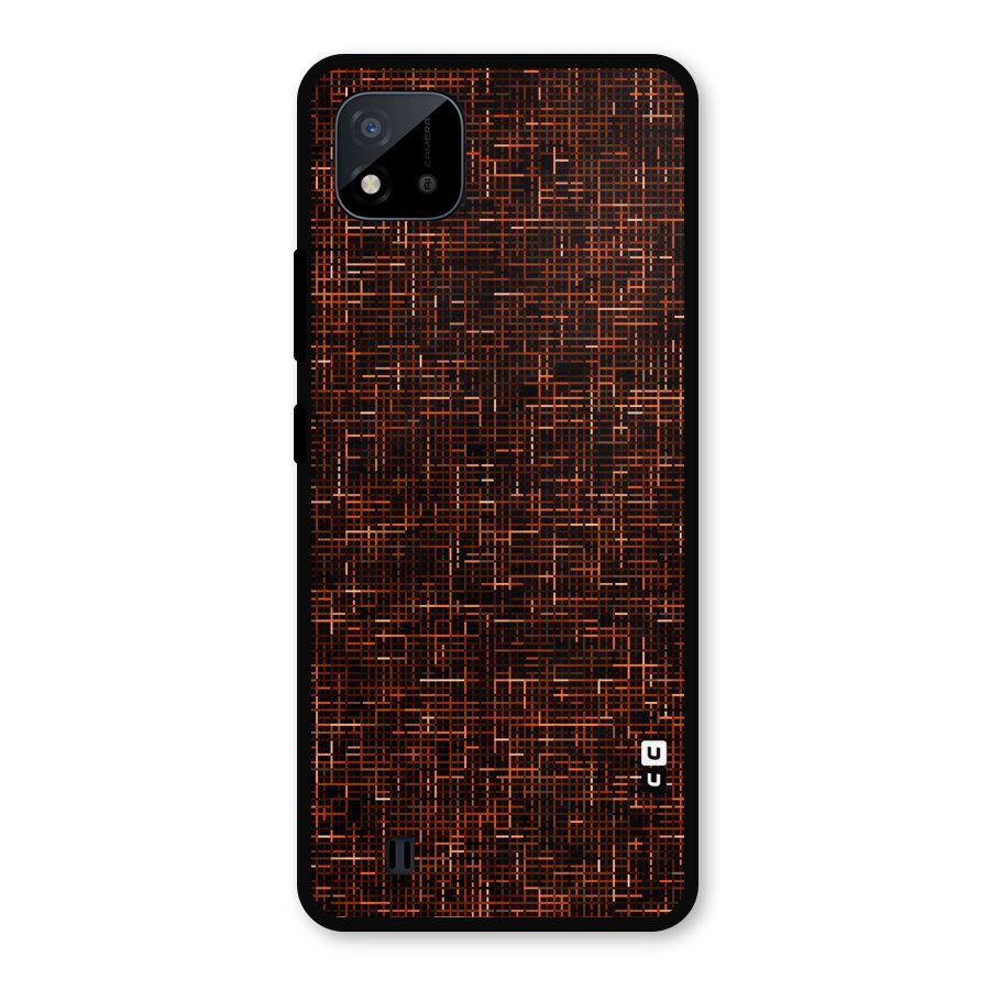 Criss Cross Brownred Pattern Metal Back Case for Realme C11 2021