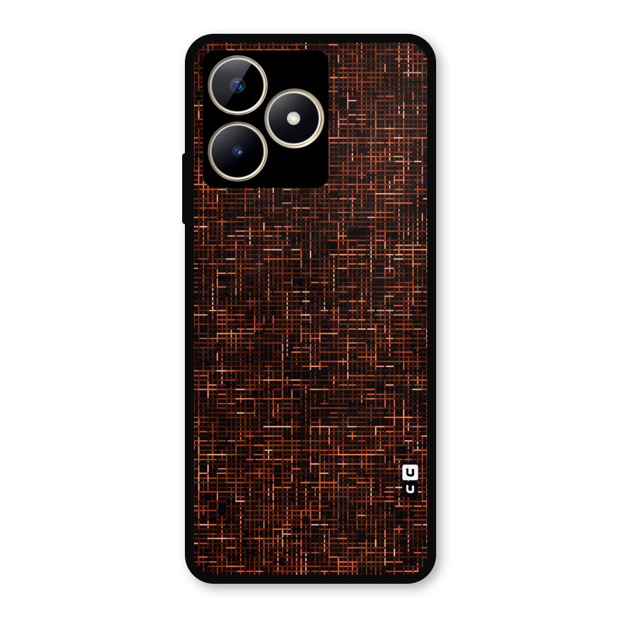 Criss Cross Brownred Pattern Metal Back Case for Realme C53