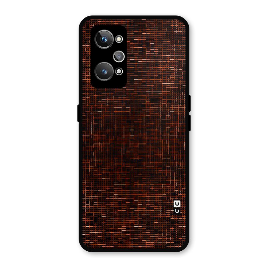 Criss Cross Brownred Pattern Metal Back Case for Realme GT Neo 3T