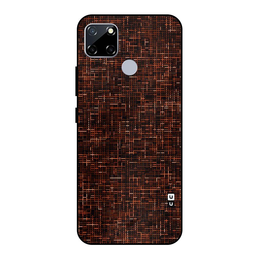 Criss Cross Brownred Pattern Metal Back Case for Realme Narzo 20