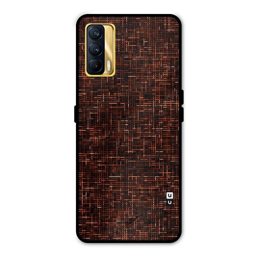 Criss Cross Brownred Pattern Metal Back Case for Realme X7