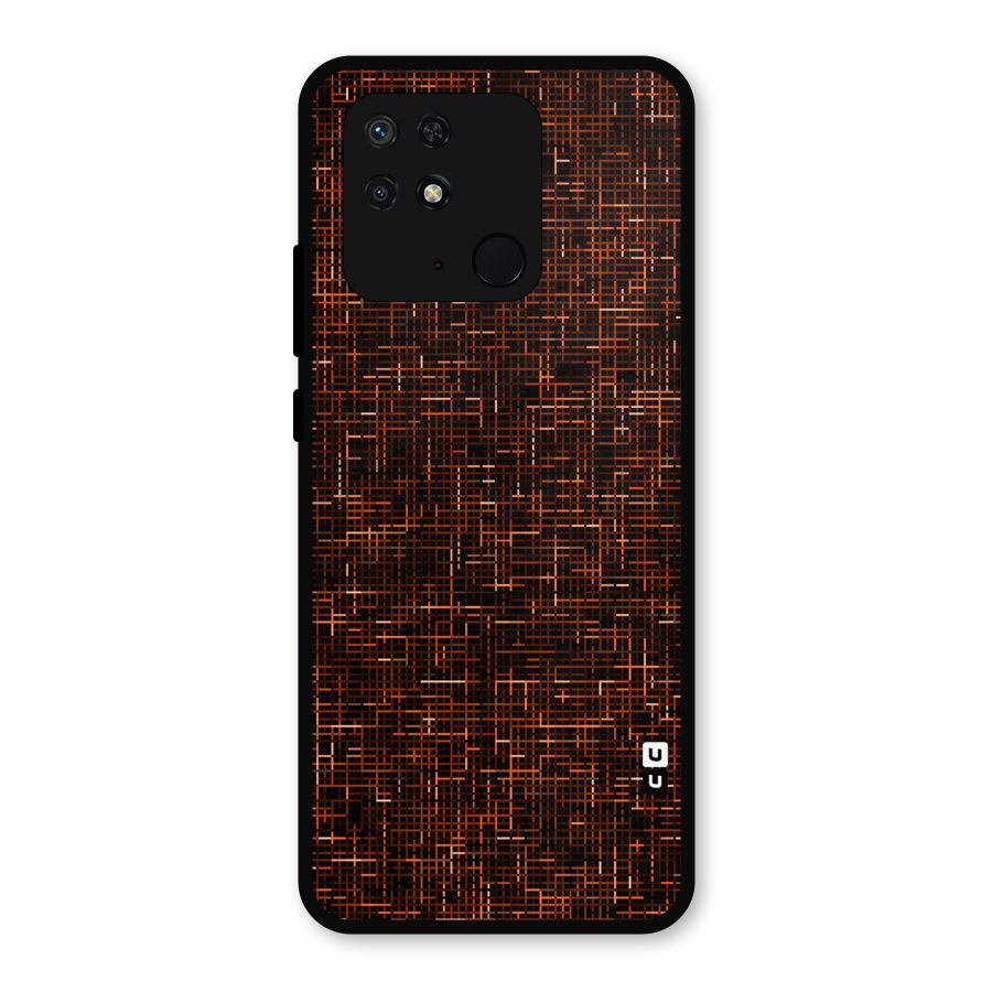 Criss Cross Brownred Pattern Metal Back Case for Redmi 10
