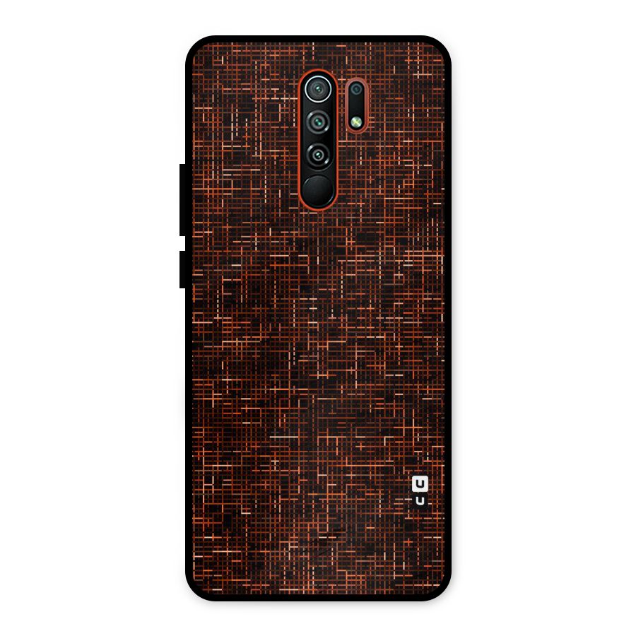 Criss Cross Brownred Pattern Metal Back Case for Redmi 9 Prime