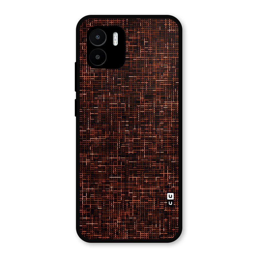 Criss Cross Brownred Pattern Metal Back Case for Redmi A2