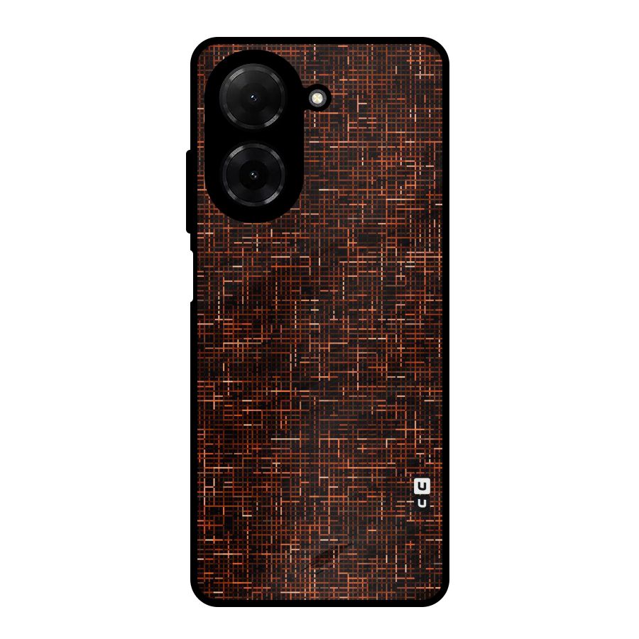 Criss Cross Brownred Pattern Metal Back Case for Redmi A5 4G