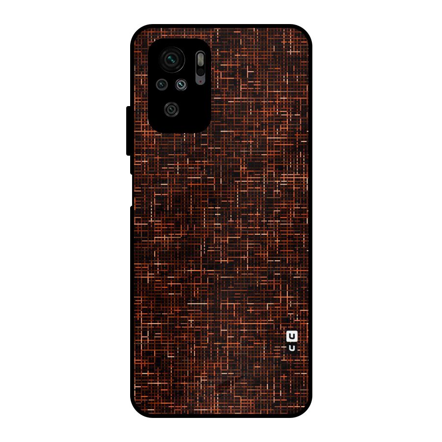 Criss Cross Brownred Pattern Metal Back Case for Redmi Note 10S
