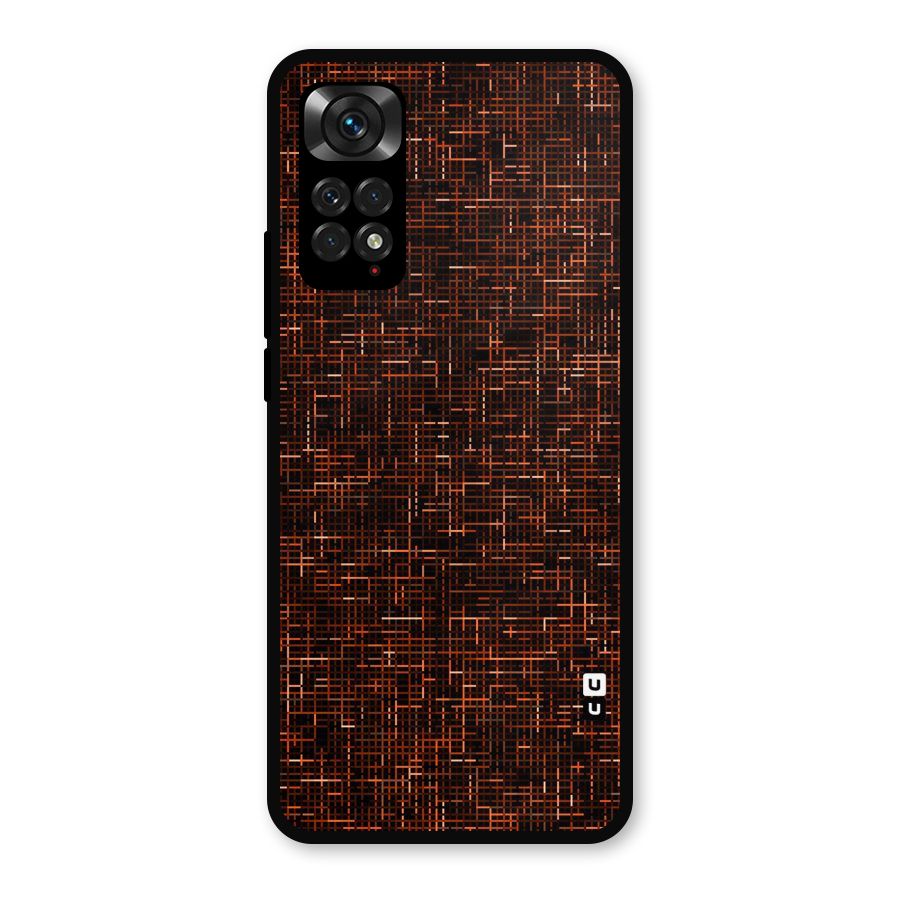 Criss Cross Brownred Pattern Metal Back Case for Redmi Note 11s