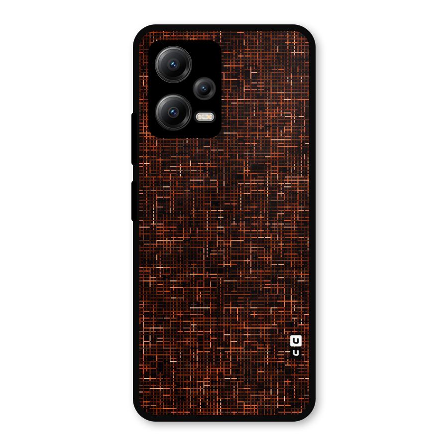 Criss Cross Brownred Pattern Metal Back Case for Redmi Note 12 5G