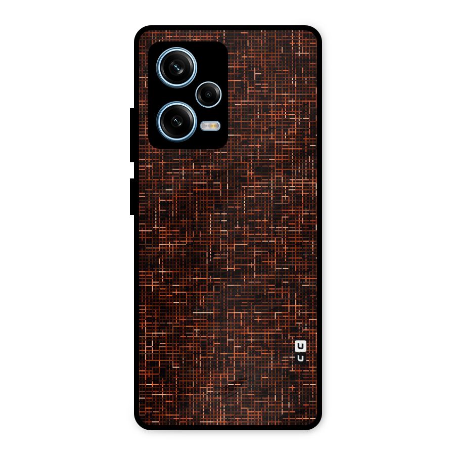 Criss Cross Brownred Pattern Metal Back Case for Redmi Note 12 Pro