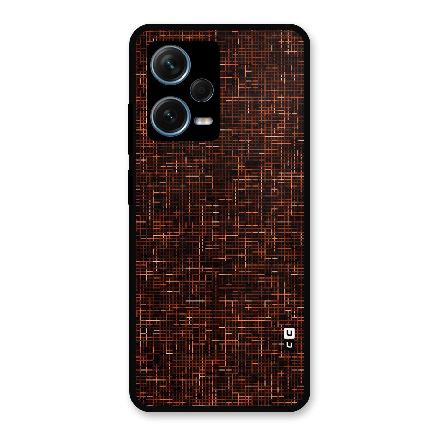 Criss Cross Brownred Pattern Metal Back Case for Redmi Note 12 Pro Plus 5G