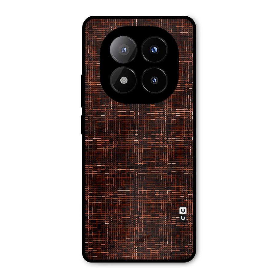 Criss Cross Brownred Pattern Metal Back Case for Redmi Note 14 Pro Plus 5G